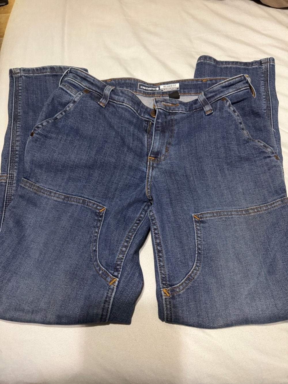 Carhartt Dark Blue Relaxed Fit Work Jeans